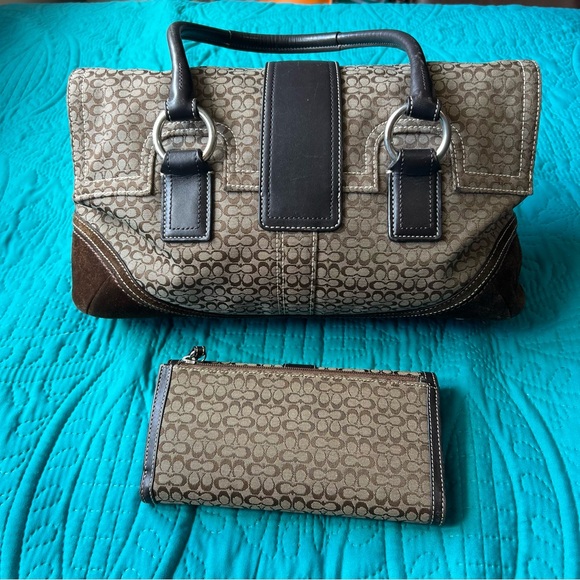 Vintage Coach Top Handle Satchel with Matching Wallet in Mini Monogram Pattern - Picture 3 of 16